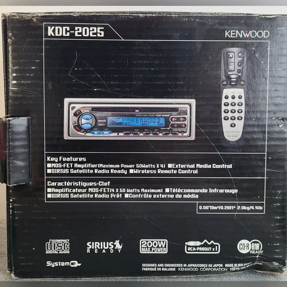 Kenwood KDC-2025 1-DIN CD Player With Sirius Radio Ready  Car Stereo - Picture 3 of 6